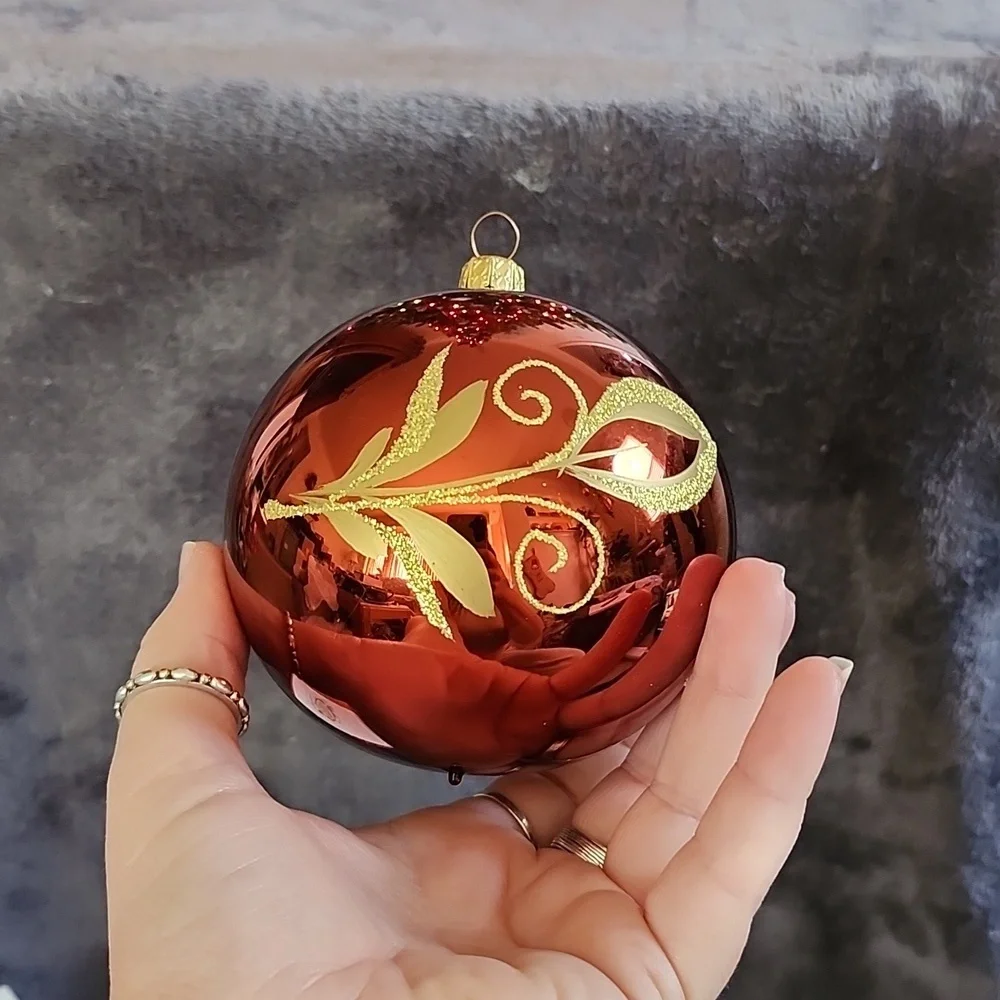 Bronners Christmas Ornament Glass Bulb Copper Gold Colorway Star Candle